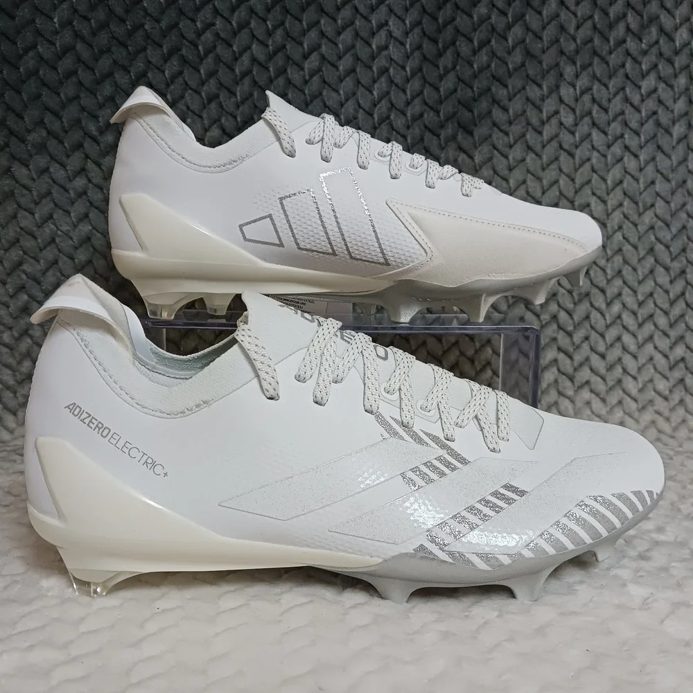 Adidas Adizero Electric + Men's Football Cleats Cloud White Silver Metallic Sz 8